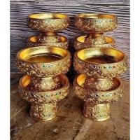 ราคา พานสีทอง พานปิดทอง พานไม้ปิดทอง ขันโตกทรงพาน ปิดทองคำเปลว 68101214นิ้ว (21891134539)