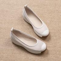 ราคา 617Genuine Leather Womens Mid heel Wedge Platform Women Shoes Mesh Breathable Casual Sneaker Women (22070008181)