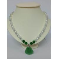 ราคา TANITTgems สร้อยคอไข่มุกสีขาวประดับจี้หยกแท้พระสังกัจจายน์ (22372181361)