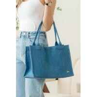 ราคา RELLA Cubic Tote bag กระเป๋าผ้ายีนส์ทรงเหลี่ยม (22314034261)