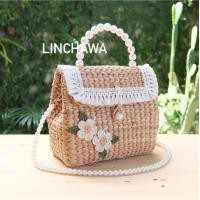 ราคา Linchawa homey bag น้องมีสายสะพายมุก ได้ตกแต่งตามรูป ขนาด กว้าง 9 นิ้ว สูง 7 นิ้ว กระเป๋าสานผักตบชวาจากแหล่งผลิตจั (17327520251)