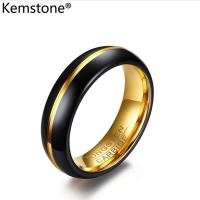 ราคา Kemstone 6 มิลลิเมตรทังสเตนคาร์ไบด์แหวนผู้ชายแหวนแต่งงานแหวนแฟชั่นสีดำทองสำหรับผู้ชาย (118636456)