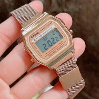 ราคา นาฬิกาข้อมือผู้หญิงแฟชั่น casio สีใหม่ บอกวันที่ เดือน ปี กันน้ำได้ สายสเเตนเลสปรับสายได้ รุ่น B640WC 5A (22149630401)