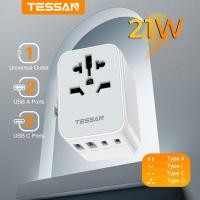 ราคา TESSAN Universal Travel Adapter มาพร้อม ช่อง 2 USB C และ 2 USB A หัวแปลงปลั๊กไฟ ปลั๊กจีน ปลั๊กญี่ปุ่น ท่องเที่ยวฮ่องกง 633UC (22335974618)
