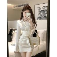 ราคา HOT14 卐 พร้อมส่ง เวอร์ชั่นเกาหลี เดรสสีครีม เสื้อเชิ้ตแขนยาว ทรงเข้ารูป เอวยางยืด เซ็กซี่ กระโปรงผ้าซาติน ทรงเข้ารูป สไตล์ (20915356277)