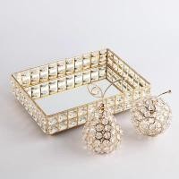 ราคา ถาดคริสตัลหรูหราแสง ถาดแก้วโลหะ ถาดน้ำชาสำหรับงานแต่งงาน แผ่นกระจกเครื่องสำอางค์ จัดเรียงกล่องเครื่องประดับ (20729977854)