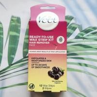 ราคา วีท แผ่นแว็กซ์กำจัดขนบนใบหน้า Ready to Use Wax Strip Kit Face 12 Wax Strips 2 Wipes Veet Exfoliates Moisturizes Skin (16058443870)