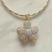 ราคา จี้แฟชั่นผู้หญิงทรงดอกไม้ใหญ่เพชร cz หรูหราสวยงาม ชุบทองไมครอนหน้าทองคำขาว และทองคำขาว (8572593001)