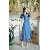 ราคา เดรสยาวพิมพ์ลาย คอปกทหารเรือ แต่งกระเป๋าหน้า 2 ข้าง (21389430694)
