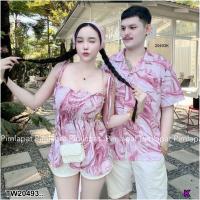 ราคา TW20493 set คู่รัก 3 ชิ้น เสื้อฮาวาย กับเสื้อสายเดี่ยว ผ้าโพกผม (21733474120)