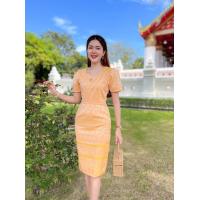 ราคา ชุดเดรสทำงาน ผ้าทอ สีเหลือง (21011139425)