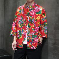 ราคา Loldeal เสื้อเชิ้ตแขนสั้นลายดอกไม้ขนาดใหญ่ตะวันออกเฉียงเหนือของผู้ชายเสื้อชุดจีนแบบยืนขึ้นกระดุมคอเสื้อ (21585877264)
