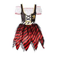 ราคา Boyroom ชุดชุดโจรสลัดเด็กผู้หญิงชุดเดรสแขนสั้นเปิดไหล่ลายทางหมวกโจรสลัดสำหรับงานปาร์ตี้ฮาโลวีน (22272424906)