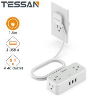 ราคา TESSAN ปลั๊กไฟ USB ปลั๊ก3ตา กำลังไฟ 10A การป้องกันไฟกระชาก ตัดไฟได้ สายยาว 3m Power Socket ปลั๊กพ่วง ปลั๊ก3ตา Extension Leads (22539886053)
