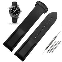 ราคา 20Mm 22Mm Curved End Rubber Watch Band For Omega Seamaster 300 Hamilton Tudor Seiko Water Ghost Waterproof Strap Watchband (20315980464)