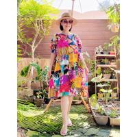 ราคา เดรสสั้นคอกลม มีโทนสี และ มีไซส์ให้เลือกตั้งแต่ อก38 อก50 เดรสผ้าป่านอินเดียงานPatchwork มีให้เลือกแบบอัดกาวด้วยนะคะ (21903716374)