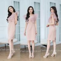 ราคา ชุดออกงาน ชุดราตรี F062 เดรสสั้นผ้าบาบี้ ระบายออแกนดี้2ชั้น (21399379091)