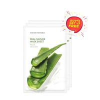 ราคา ชุดสุดคุ้ม Nature Republic เนเจอร์ รีพับบลิค Real Nature Aloe Mask Sheet มาส์กหน้าบำรุงผิว สูตรว่านหางจระเข้ (22112382824)