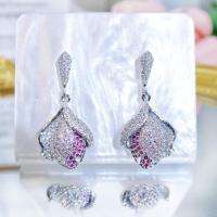 ราคา เลื่อมผู้หญิงอารมณ์การตกแต่งหูชุบทองไมโครปูเล็กๆ AAA เพชรสังเคราะห์ใหม่ปล่อยยาวต่างหูดอกไม้ดอกกุหลาบพรหมปาร์ตี้ SE923เครื่องประดับ (21694565865)