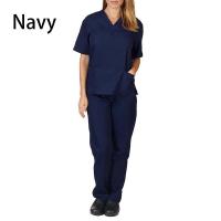 ราคา Tongs Shop Women 2PCS Outfits Solid Color Uniform Set Quick Dry Tops Loose Pants Short Sleeve Nursing Working V neck Nurse Suits (18425752533)