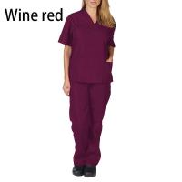 ราคา Tongs Shop Women 2PCS Outfits Solid Color Uniform Set Quick Dry Tops Loose Pants Short Sleeve Nursing Working V neck Nurse Suits (18425752543)