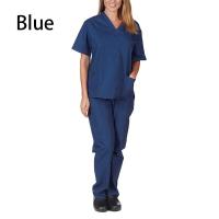 ราคา Tongs Shop Women 2PCS Outfits Solid Color Uniform Set Quick Dry Tops Loose Pants Short Sleeve Nursing Working V neck Nurse Suits (18425752553)