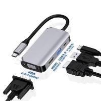 ราคา USB C to HDMI Adapter 4K 4 in 1 Type C to HDMI VGA USB 3 0 Port USB C Female Port Converter (15162249029)