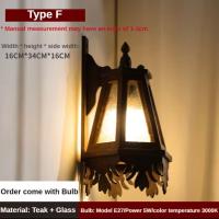 ราคา THAILUCKY โคมไฟติดพนัง ไม้สัก โคมไฟกระจกE27 โคมไฟทางเดิน สไตล์วินเทจ ตกแต่งบ้าน โรงแรม มีหลายแบบ (19490470765)