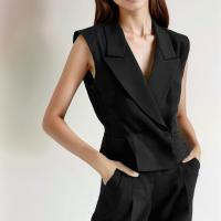 ราคา BRANCHÉ เลือกเสื้อแขนกุด Lapel แฟชั่นสีดำเสื้อเกาหลีที่เรียบง่าย (22524262402)