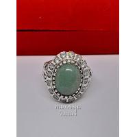 ราคา แหวนเงินเเท้92 5 หยกเเท้ ล้อมเพชร พร้อมส่ง (20561304653)