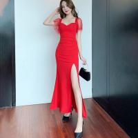 ราคา ชุดเดรสยาวสีดำ ชุดเดรสดาราระดับไฮเอนด์สำหรับฤดูร้อน คอวี ชุดราตรีเซ็กซี่ตัดต่ำ (20978418495)