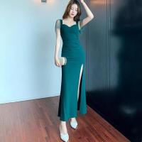 ราคา ชุดเดรสยาวสีดำ ชุดเดรสดาราระดับไฮเอนด์สำหรับฤดูร้อน คอวี ชุดราตรีเซ็กซี่ตัดต่ำ (20978418502)