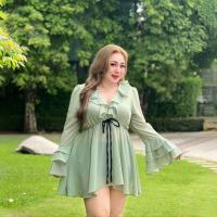 ราคา Plus size มินิเดรสชีฟองปลายแขนระบาย3ชั้นสม็อคเอวแต่งโบว์ของสาวอวบ มินิมอล รุ่น เดนนิส F55 (22623586109)