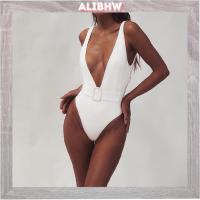 ราคา Alibhw ผู้หญิง One Piece ลึก V เสือดาวสีทึบ vBelt ผ้าพันคอหัวเข็มขัด High Cut Monokini บิกินี่ชุดว่ายน้ำชุดว่ายน้ำ (21827387996)
