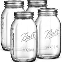 ราคา ลูกบอลมาตรฐาน 32 oz โหลแก้วmason jar Ball Mason 946ml American Mason Jar แก้ว Jar ปิดผนึกโปร่งใส Scale Jar Overnight Oatmeal Cup Milkshake Drink (22228769559)