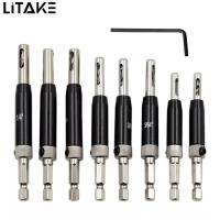 ราคา 8Pcs Self Centering Hinge Drill Bits Set Hinge Tapper Core Drill Bit Set 5 64 7 64 9 64 11 64 5MM 13 64 1 4 (21714178404)