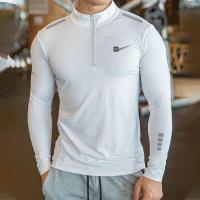 ราคา เสื้อแขนยาวออกกำลังกายสำหรับผู้ชายเสื้อออกกำลังกายระบายอากาศได้ดีซับเหงื่อเสื้อยืดครึ่งคอสูงสำหรับออกกำลังกายออกกำลังกายวิ่งมีซิป (19530099639)