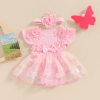 ราคา ชุด2ชิ้นลายดอกไม้แขนชุดฤดูร้อนบินสำหรับเด็กผู้หญิงชุด Tulle ชุดเอี๊ยมลายปักลายดอกไม้พร้อมเซ็ตที่คาดผม (21939426480)