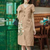 ราคา Celmia ZANZEA ชุดปักลายดอกไม้ของผู้หญิงชุดเดรสแหวกชุดหน้าร้อนยาวถึงเข่าวินเทจทรงหลวมคอวี 8 (21032233108)