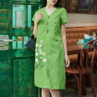 ราคา Celmia ZANZEA ชุดปักลายดอกไม้ของผู้หญิงชุดเดรสแหวกชุดหน้าร้อนยาวถึงเข่าวินเทจทรงหลวมคอวี 8 (21032233120)