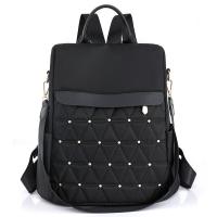 ราคา Casual ผ้าไนลอนปัก Rhombus กระเป๋าเป้สะพายหลังผู้หญิงความจุขนาดใหญ่พร้อมสายสะพายไหล่รากคู่และซิปปิด (22251139456)