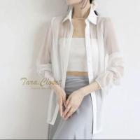 ราคา CF024 TARA Shirt Chiffon เสื้อเชิ้ต เสื้อคลุม กระดุมหน้า แขนยาว แต่งระบายที่ปลายแขน เนื้อผ้าชีฟอง เนื้อดีมาก ใส่สบาย ไม่ร้อน (21594037267)