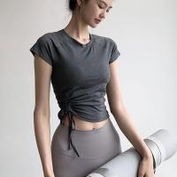 ราคา FreeShipMAX HANZHAN ชุดออกกำลังกายแขนสั้น Baju Atasan Olahraga เสื้อวิ่งของผู้หญิงแห้งเร็วระบายอากาศดีวิ่งฝึกพิลาทิสเสื้อยืดชุดโยคะ (22536273601)