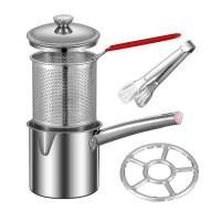 ราคา หม้อทอดลึก หม้อทอด 304 หม้อทอด หม้อทอดสแตนเลส หม้อทอดพร้อมตะแกรง สำหรับกรองน้ำมัน ตะกร้าตัวกรองแบบถอดได้ พร้อมตะแกรง ที่คีบ เลียนแบบปากนกอินทรีเทียมเทน้ำมันโดยไม่หยด สะเด็ดน้ำมันอย่างรวดเร็ว ง่ายต่อกา