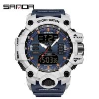 ราคา Sanda 6126นาฬิกาผู้ชายจอแสดงผลคู่กันน้ำนาฬิกากีฬาทหารผู้ชายนาฬิกาปลุกนาฬิกาจับเวลานาฬิกาข้อมือควอตซ์นาฬิกาดิจิตอลสำหรับผู้ชาย (21996415894)