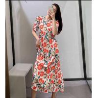 ราคา ชุดเดรสยาวลายดอกสีส้มน่ารัก (22529639340)