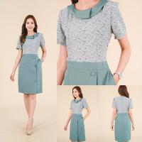 ราคา เดรสแบบใหม่ 2 โทนสี กะปิม่วง และ เขียวพาสเทล ตัวเสื้อผ้าลายไหมอิตาลี ผ้าพื้นเนื้อบาบี้ (22152519755)