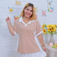 ราคา A182 เสื้อคอปกทูโทนพรางหุ่น สาวอวบ ไซส์ใหญ่ เนื้อผ้าร่อง เสื้อโปโลสาวอวบ เสื้อคอปกสาวอวบ เสื้อยืดสาวอวบ (22561164849)