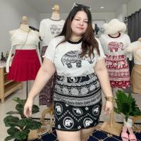 ราคา ชุดเสื้อกระโปรงช้างสาวอวบอ้วนอก36 48 (21724036293)