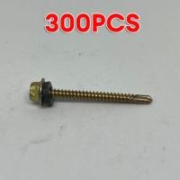 ราคา สกรู น๊อต สกรูปลายสว่านหัวเหลี่ยมชุบรุ้ง 300ตัว แหวนยางรอง ยึดกระเบื้องหลัง ยิงเหล็ก สกรูยิงหลังคา (22373052905)